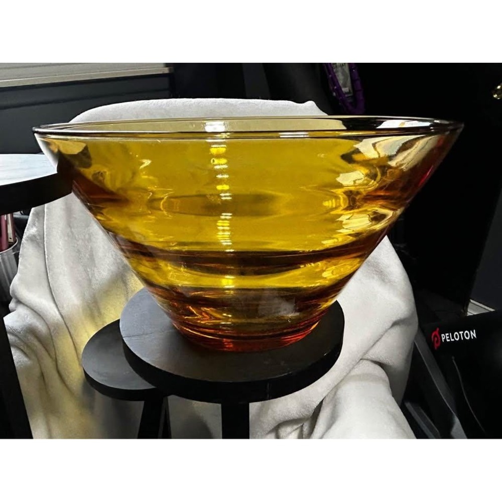 Vintage Hazel Atlas Waterfall Salad Bowl Clear Pressed Glass 1940s Depression